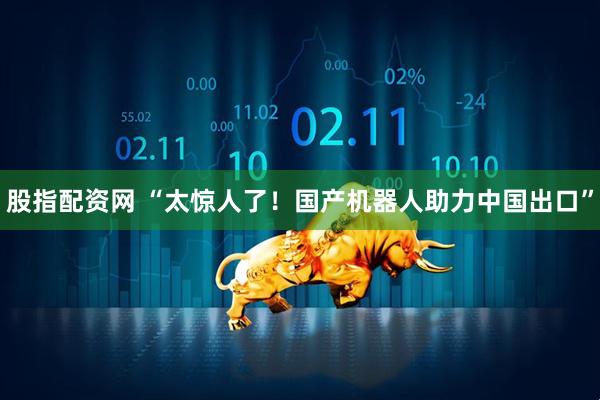 股指配资网 “太惊人了！国产机器人助力中国出口”
