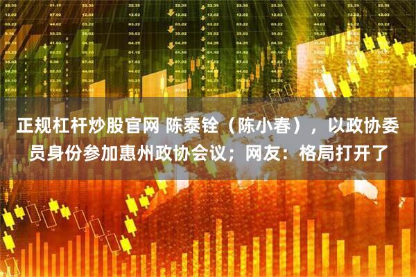 正规杠杆炒股官网 陈泰铨（陈小春），以政协委员身份参加惠州政协会议；网友：格局打开了